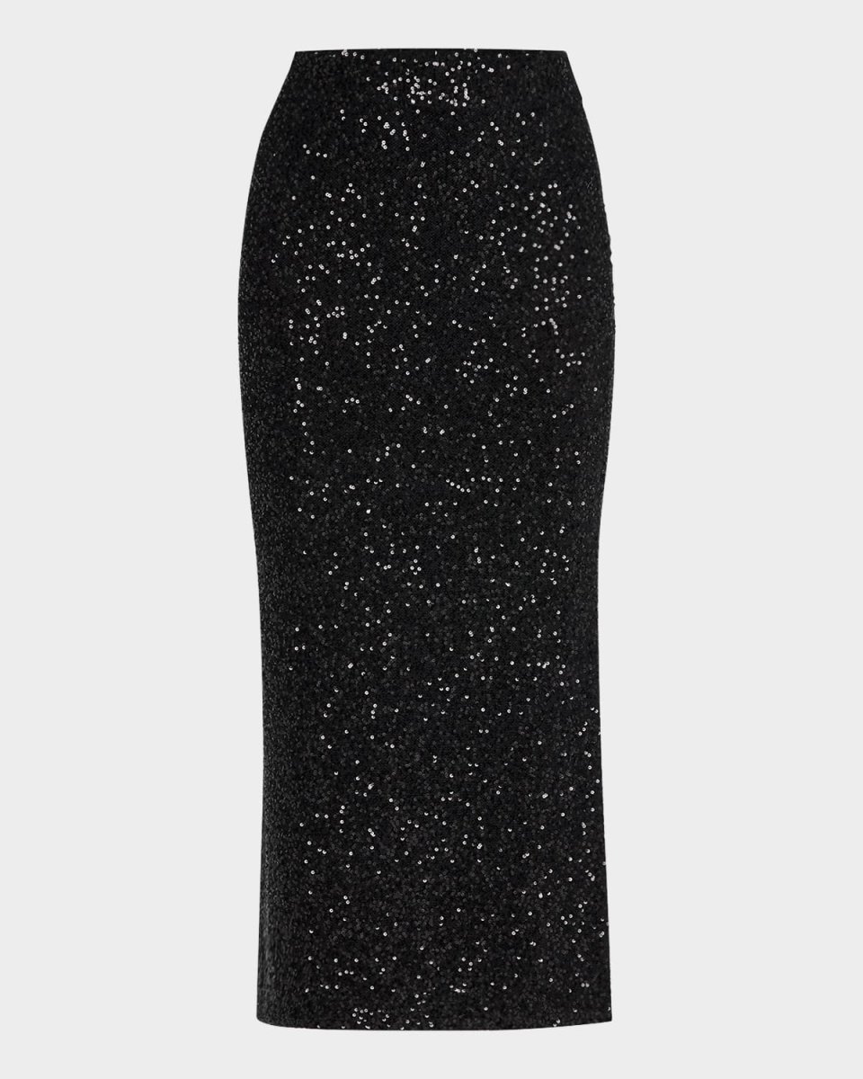 Sequined Cashmere Midi Skirt